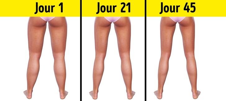 Quelques exercices de 3 minutes par jour, te permettront rapidement d’affiner tes jambes.