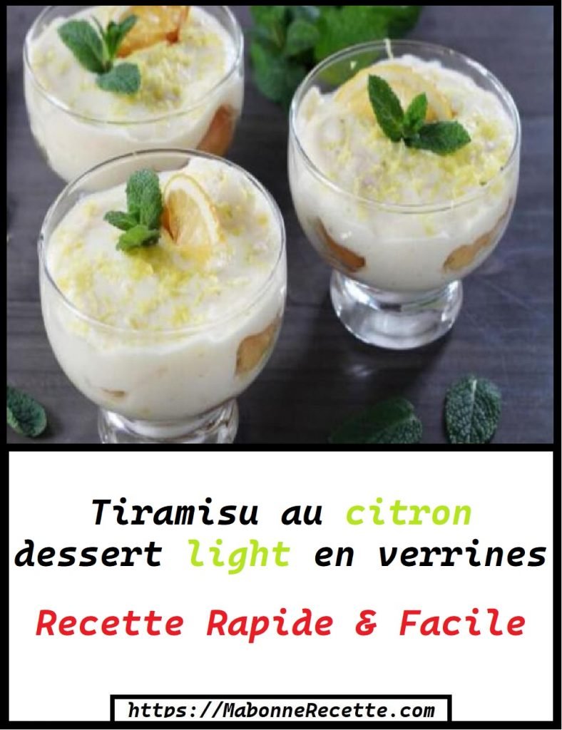 Tiramisu au citron dessert light en verrines