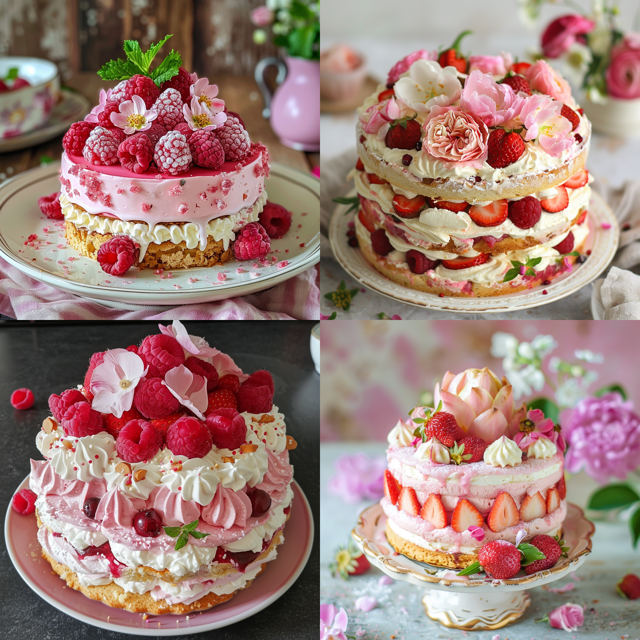 Fraisier aux biscuits roses